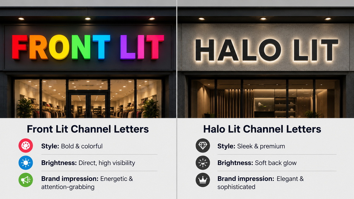 Halo Lit And Front Lit Comparison Halo Lit And Front Lit Comparison