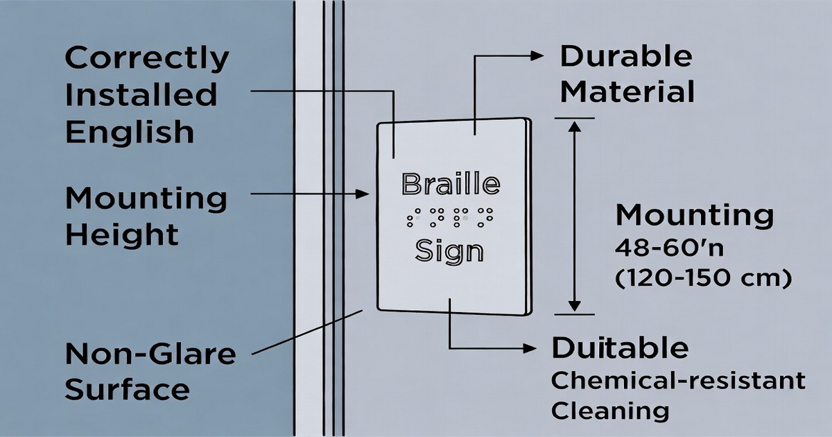 Accessible Braille Sign Compliance Diagram Accessible Braille Sign Compliance Diagram