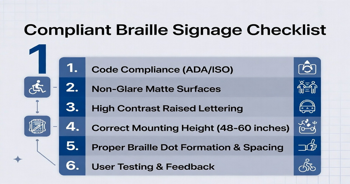 Braille Signage Design Checklist Diagram Braille Signage Design Checklist Diagram
