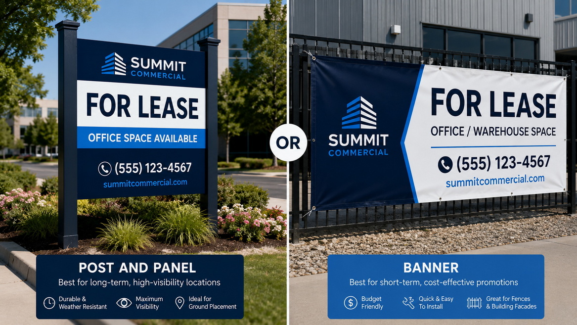 For Lease Post And Panel And Banner Comparison Visual For Lease Post And Panel And Banner Comparison Visual