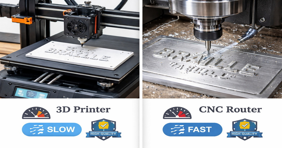 3D Printed Braille vs. CNC Machined Braille: Production Speed vs. Quality