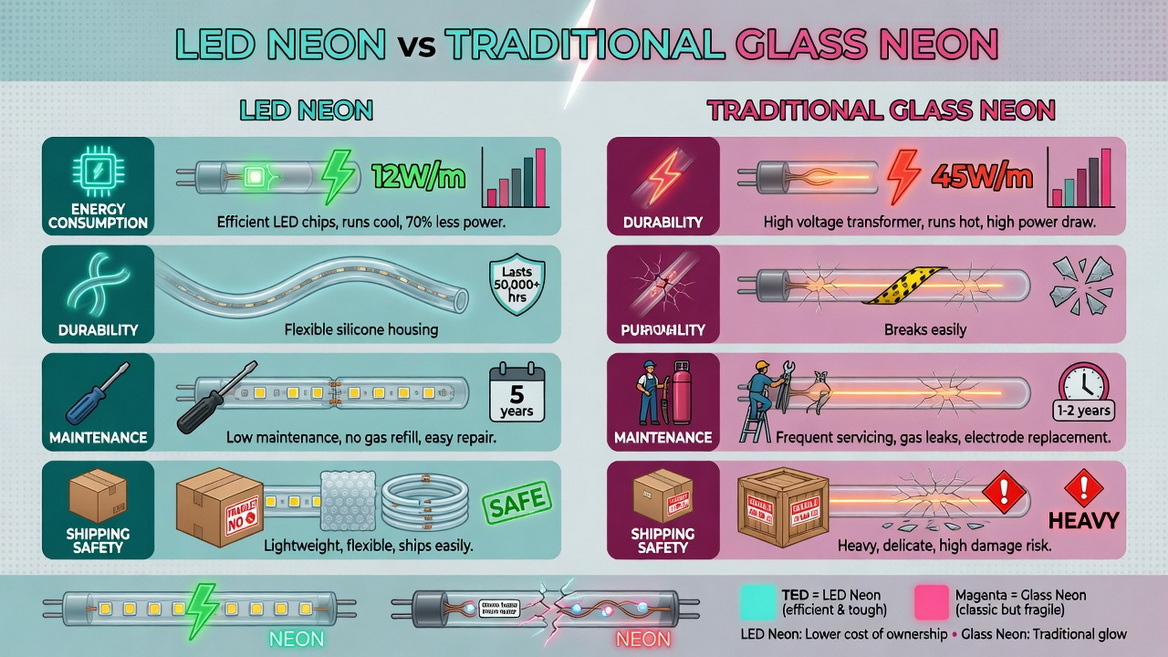 LED Neon Versus Glass Neon