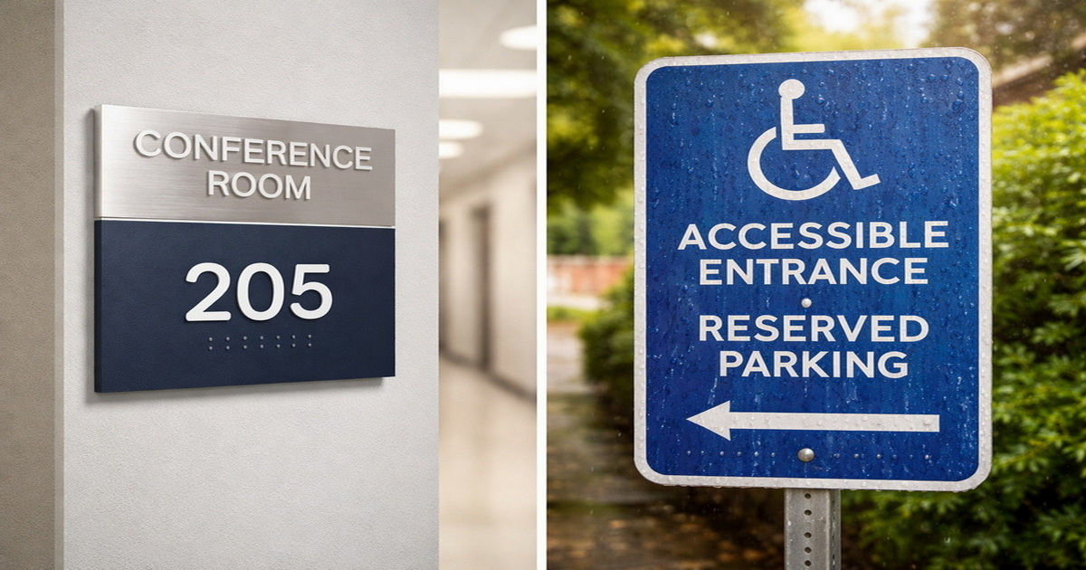 Interior And Exterior Braille Sign Comparison