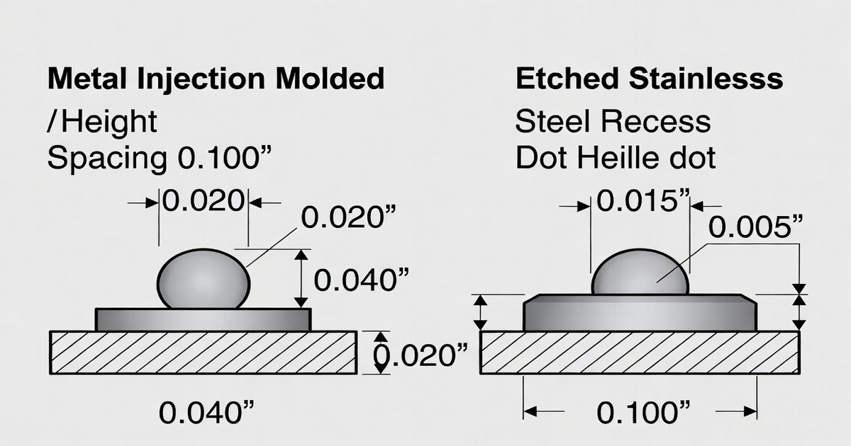 Metal Injection Molded Braille vs. Etched Stainless Steel