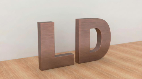 Brush Red Bronze Letters