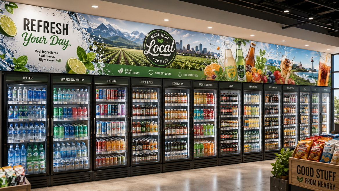 Cooler Wall Graphic Ribbon Design