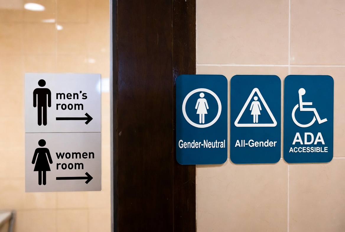 Inclusive Restroom Signage Before And After