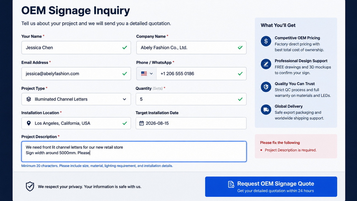 ADA Accessible B2B Lead Form