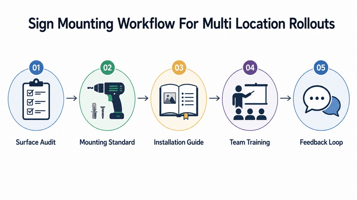 Multi Site Signage Mounting Workflow Diagram