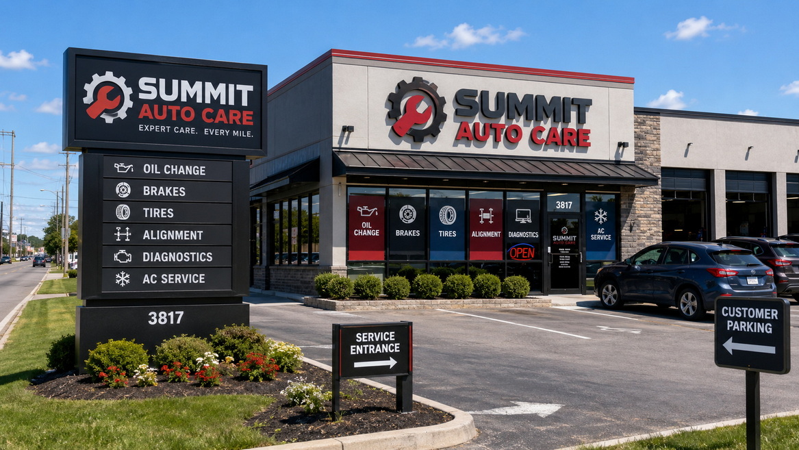 Exterior Signage System For Auto Repair Shop