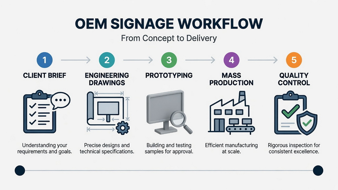 OEM Signage Production Process Diagram OEM Signage Production Process Diagram