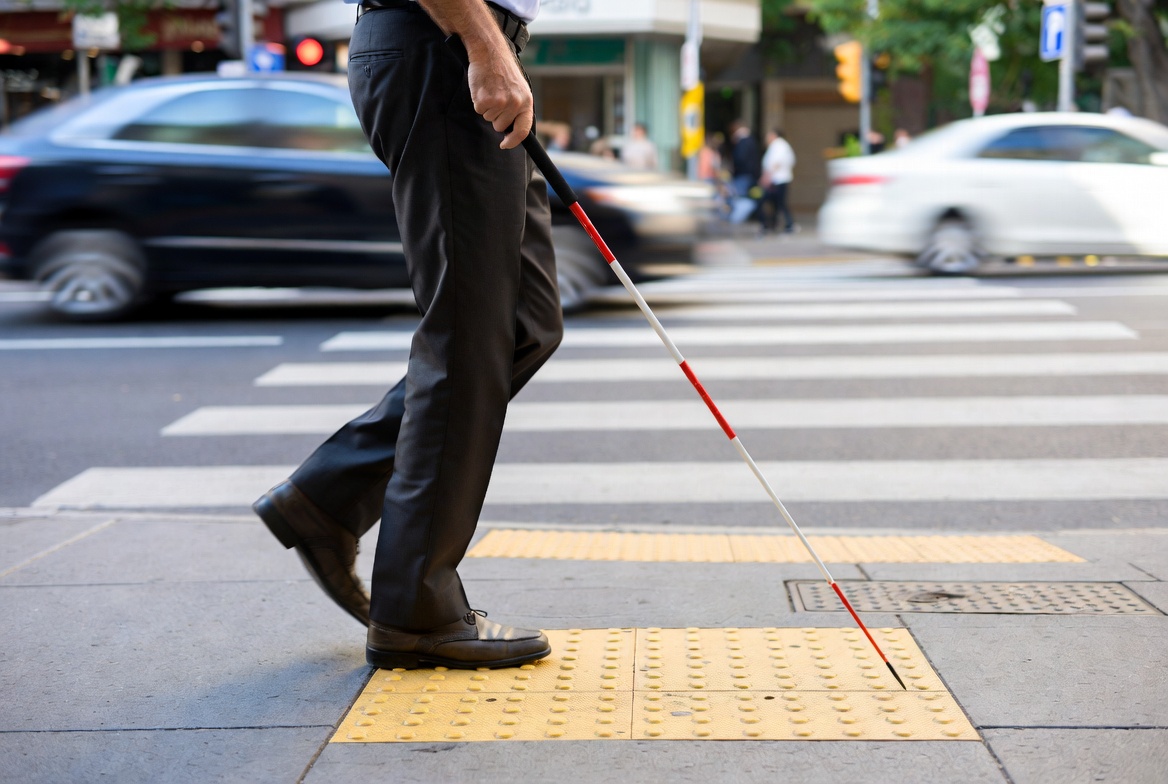 Visually Impaired Pedestrian Using Tactile Pad