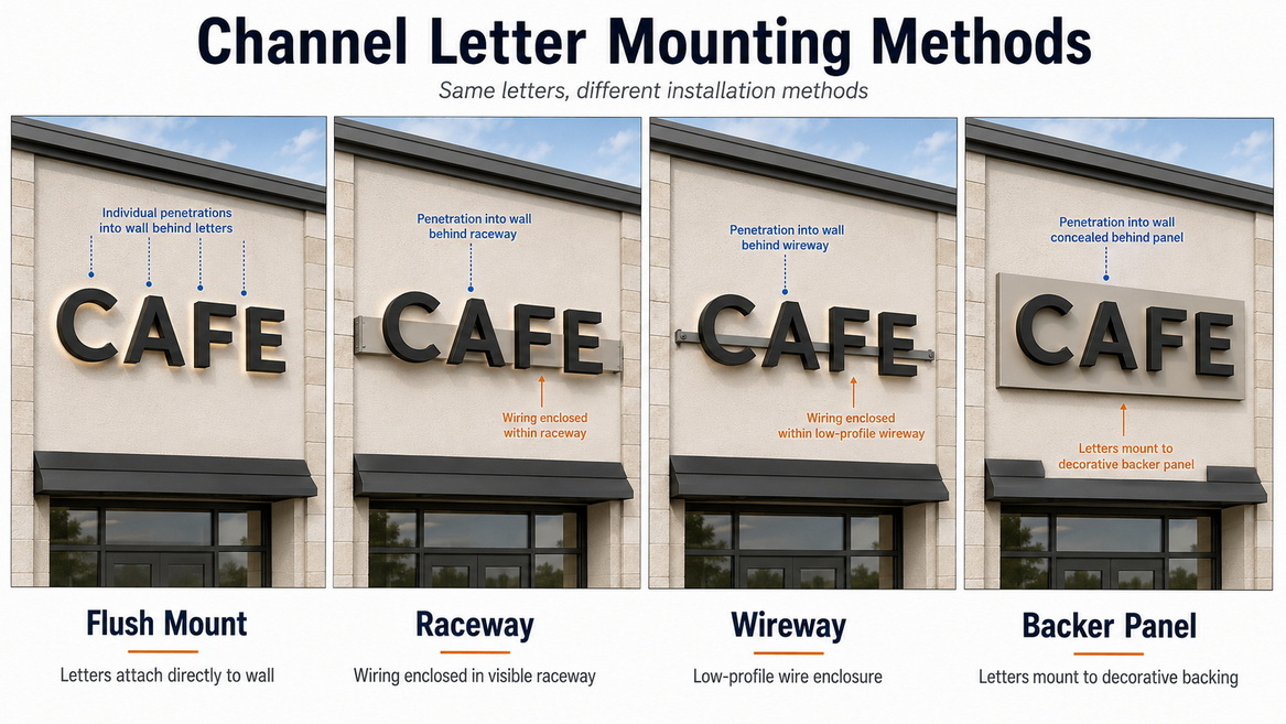 Channel Letter Mounting Options